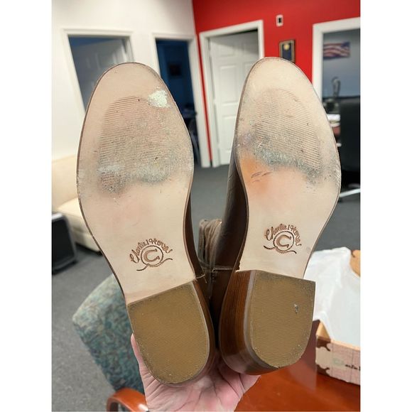 Charlie 1 Horse by Luccese Brown Leather Heart Cut Out 11” Calf Sidev Zip Boots - Picture 6 of 11